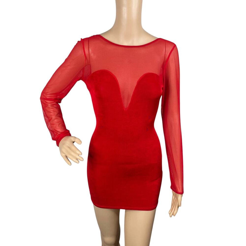Red Vintage Backless Christmas Holiday Sexy Santa Mini Dress S